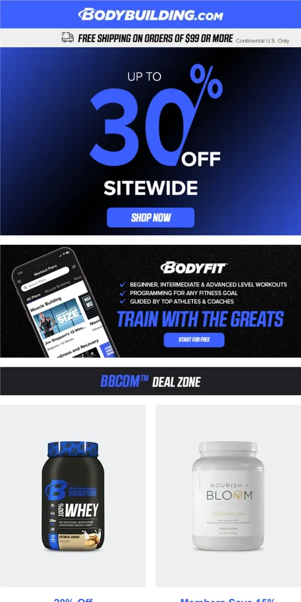 Email from Bodybuilding.com. 🚨 FINAL HOURS for Up to 30% OFF SITEWIDE! 🚨