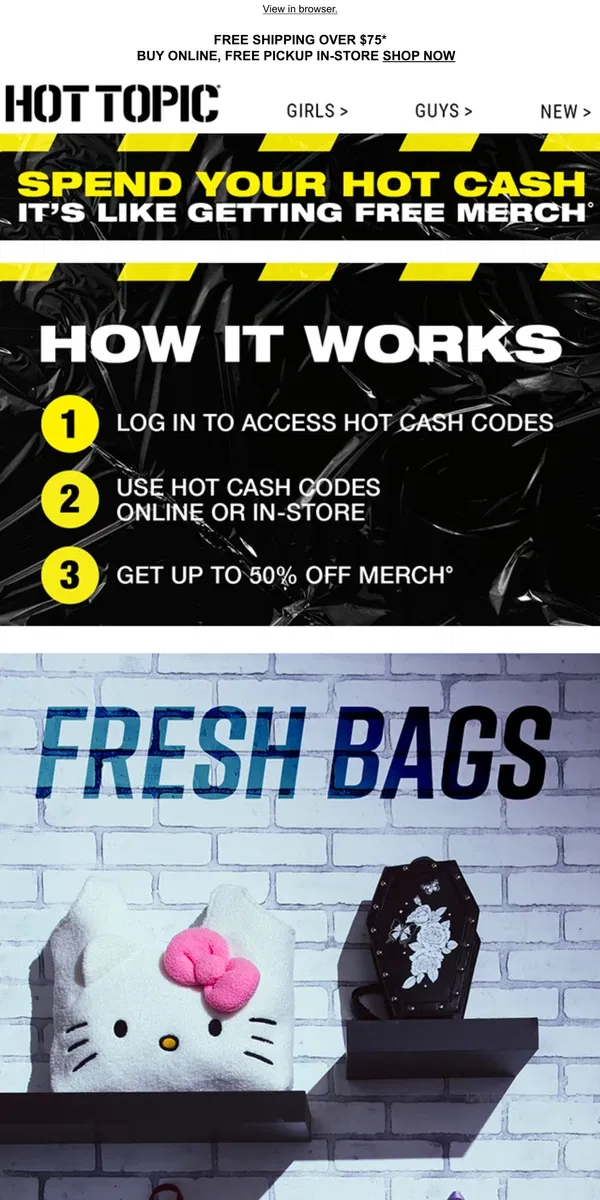 Email from Hot Topic. 📰 Breaking news 📰 FRESH BAGS