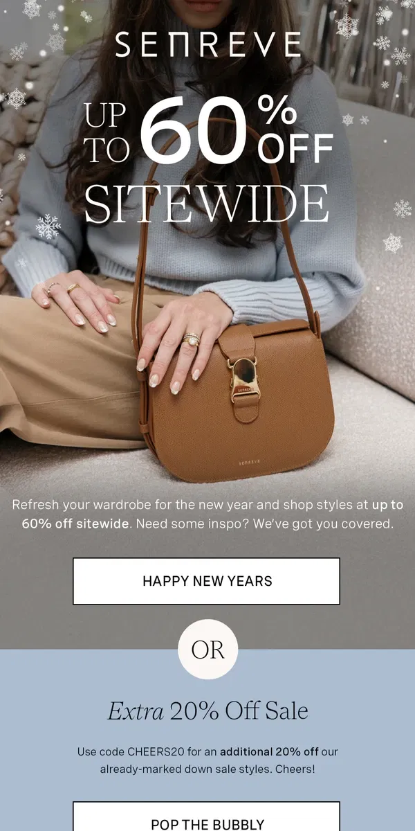 Email from Senreve. Up to 60% off SITEWIDE