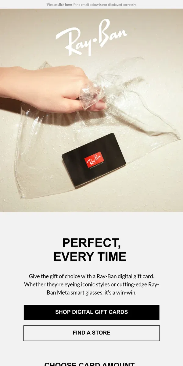 Email from Ray-Ban. The perfect gift, right on time