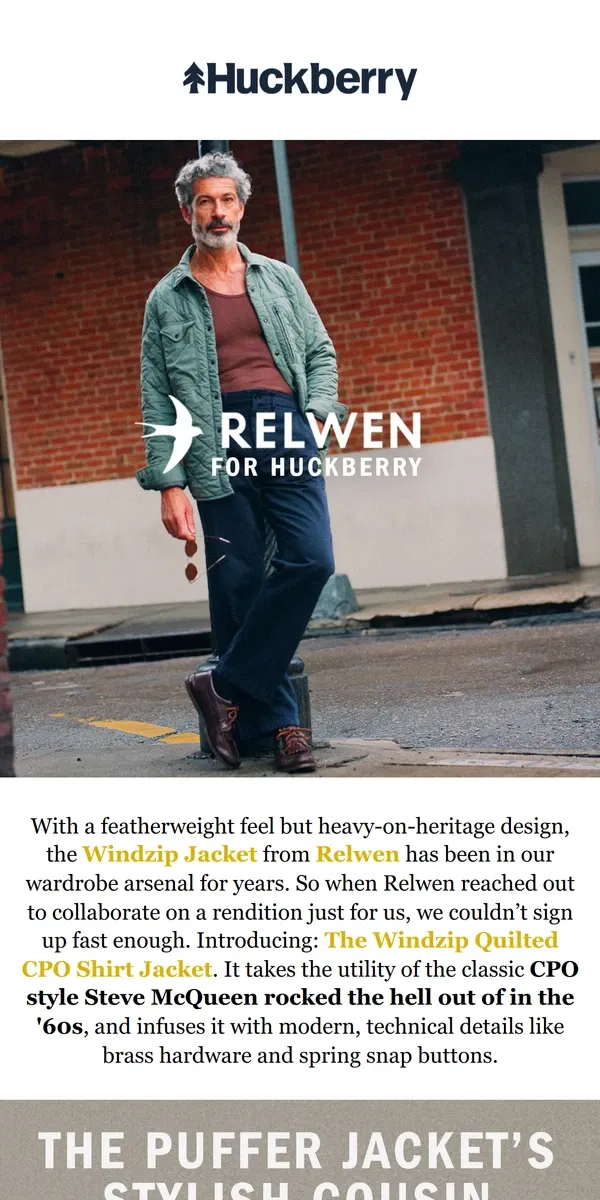 Email from Huckberry. McQueen’s Shirt Jacket, Upgraded.