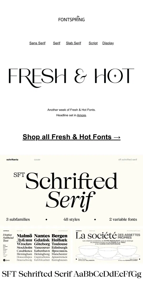 Email from Fontspring. Fresh & Hot | Fontface