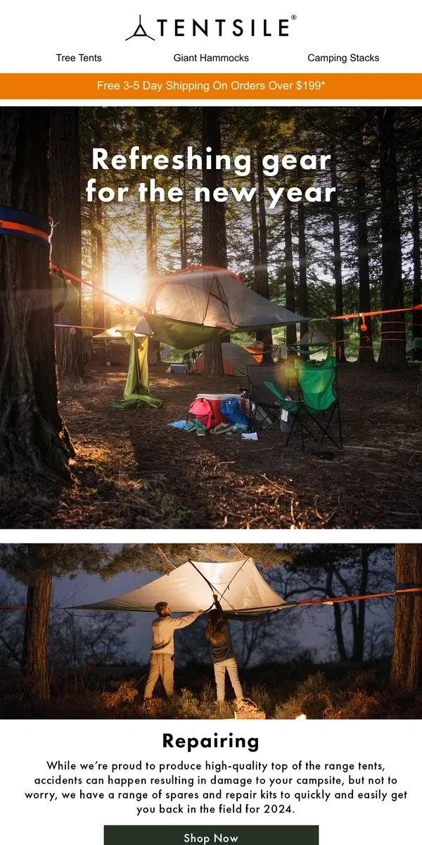 Email from Tentsile. Refreshing Gear 🌿