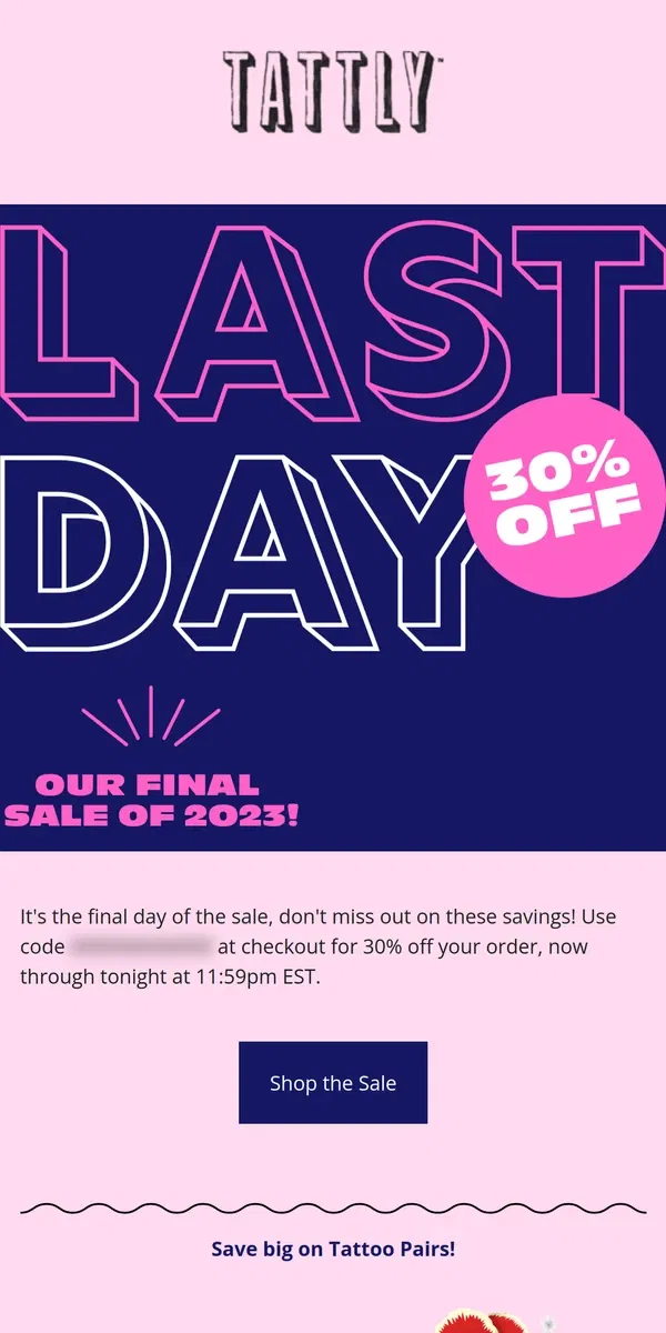 Email from Tattly. Last Day for 30% Off