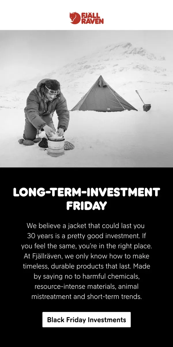 Email from Fjällräven. Black Friday? 