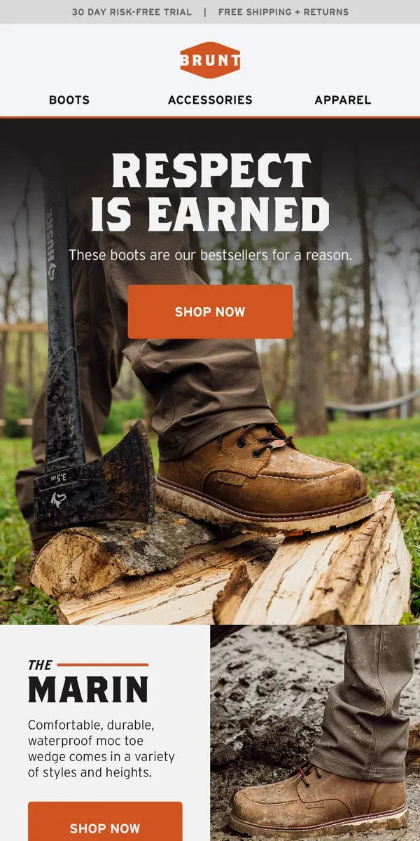 Email from BRUNT Workwear. Bestsellers For A Reason