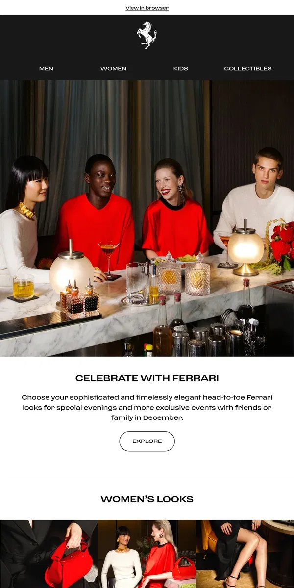 Email from Ferrari. Ferrari looks for the festive season