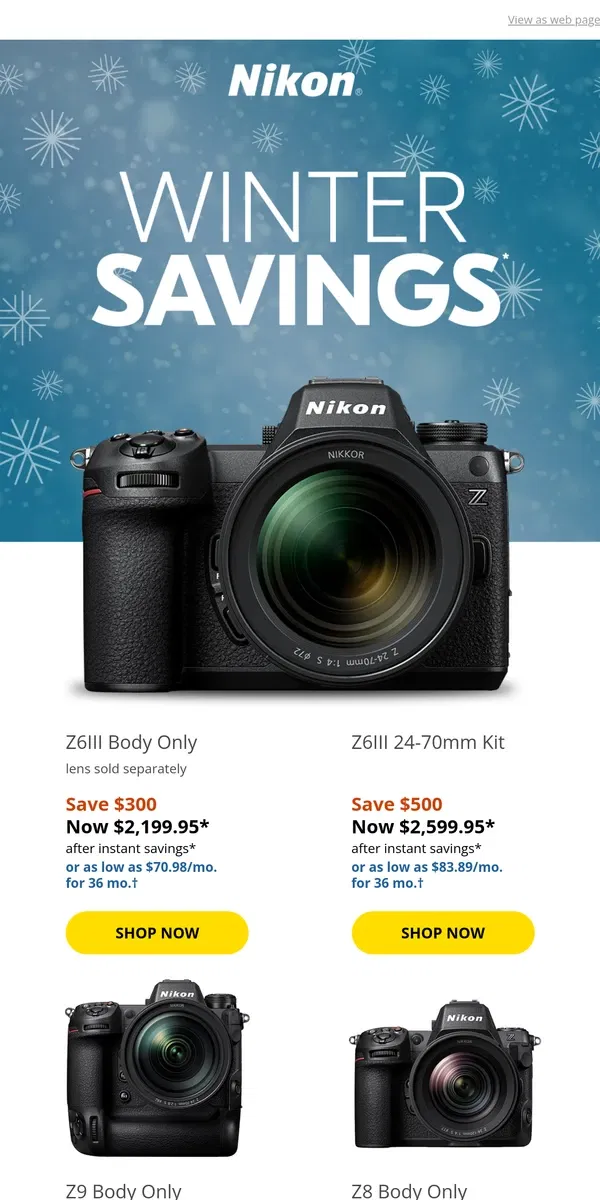 Email from Nikon. Enjoy savings exceeding $1000 this New Year!