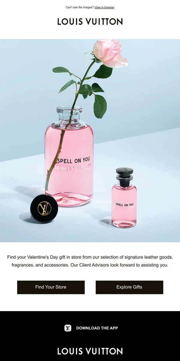 Email from Louis Vuitton. Last-Minute Valentine's Day Gifts