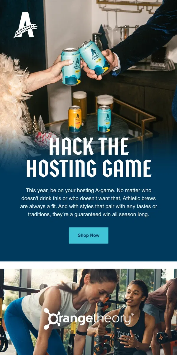 Email from Athletic Brewing Co. Host the holidays. Skip the headaches.