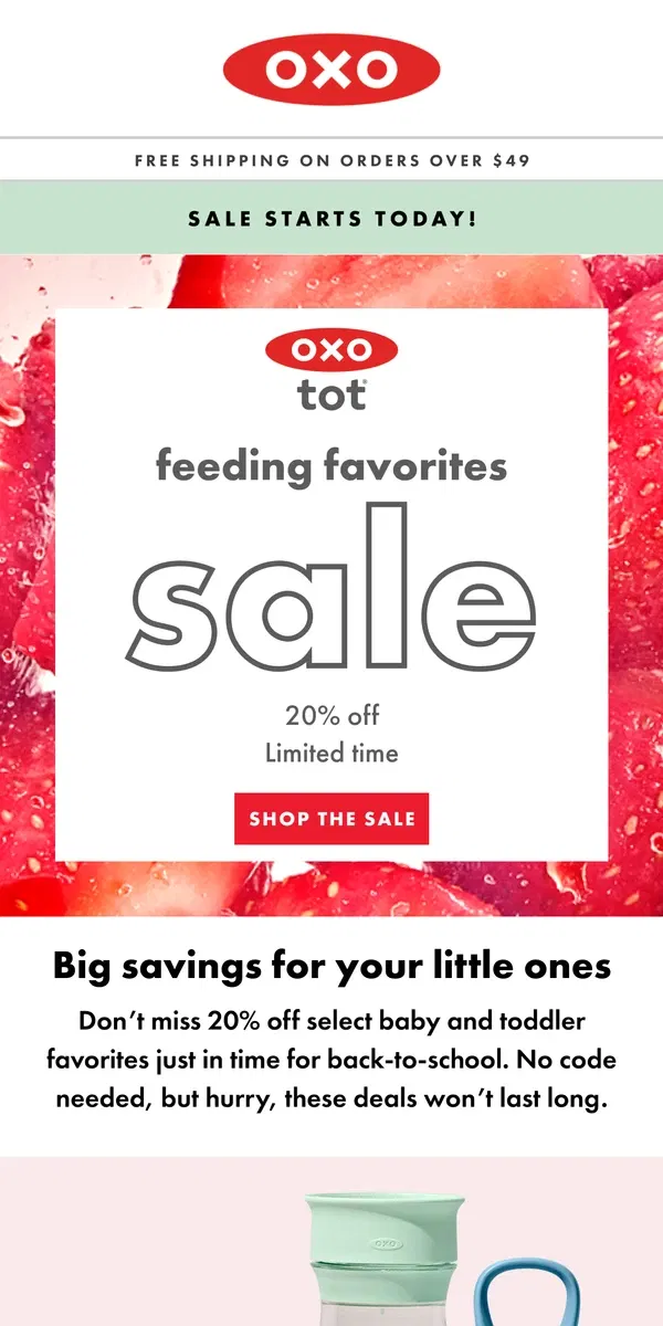 Email from OXO. Feeding Favorites Sale | 20% off Tot essentials