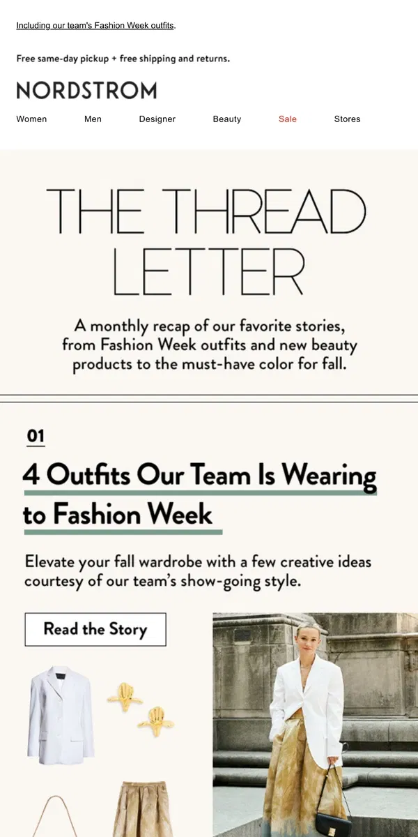 Email from Nordstrom. September's top fashion & beauty stories