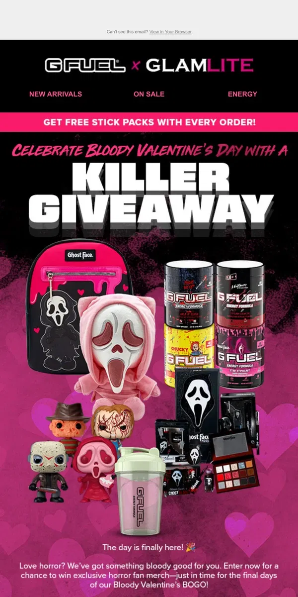 Email from G FUEL. 🎁 Enter to Win Killer Horror Swag!