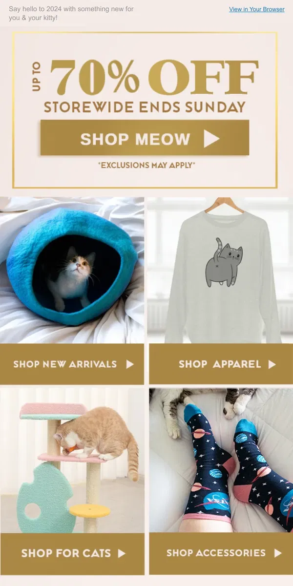 Email from Meowingtons. LAST CHANCE for up to 70% OFF! ⏰