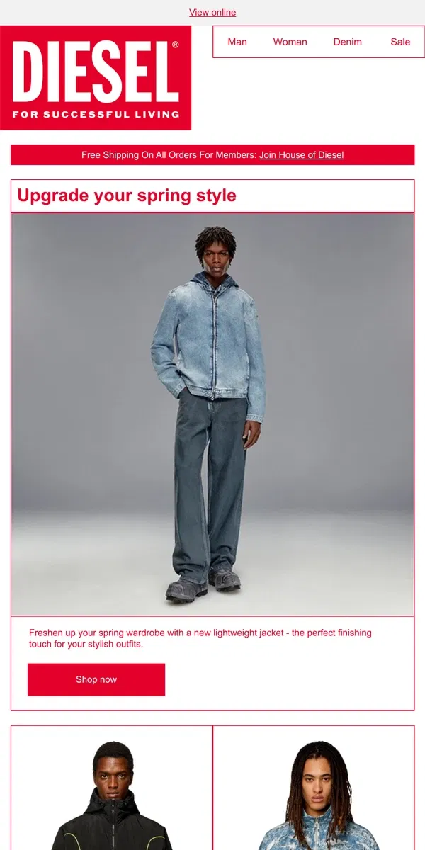 Email from Diesel. Spring Style, Jacket Edition