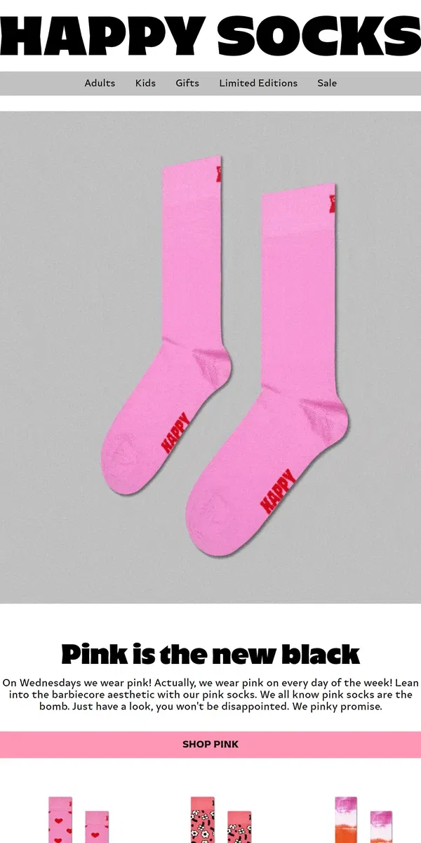 Email from Happy Socks. It's All Pink Socks!