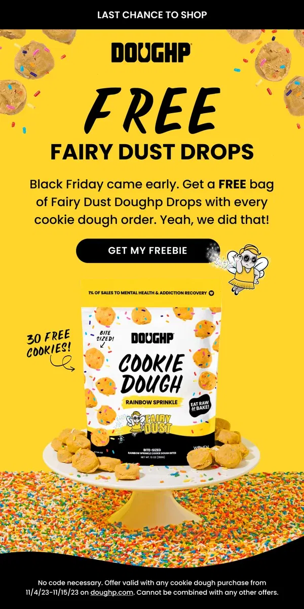 Email from Doughp. LAST CHANCE: FREE COOKIE DOUGH