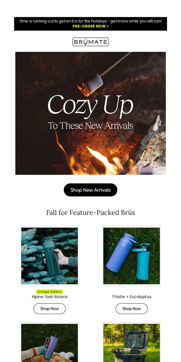 Email from BruMate. Fall Refresh: Stay Cozy 🍂