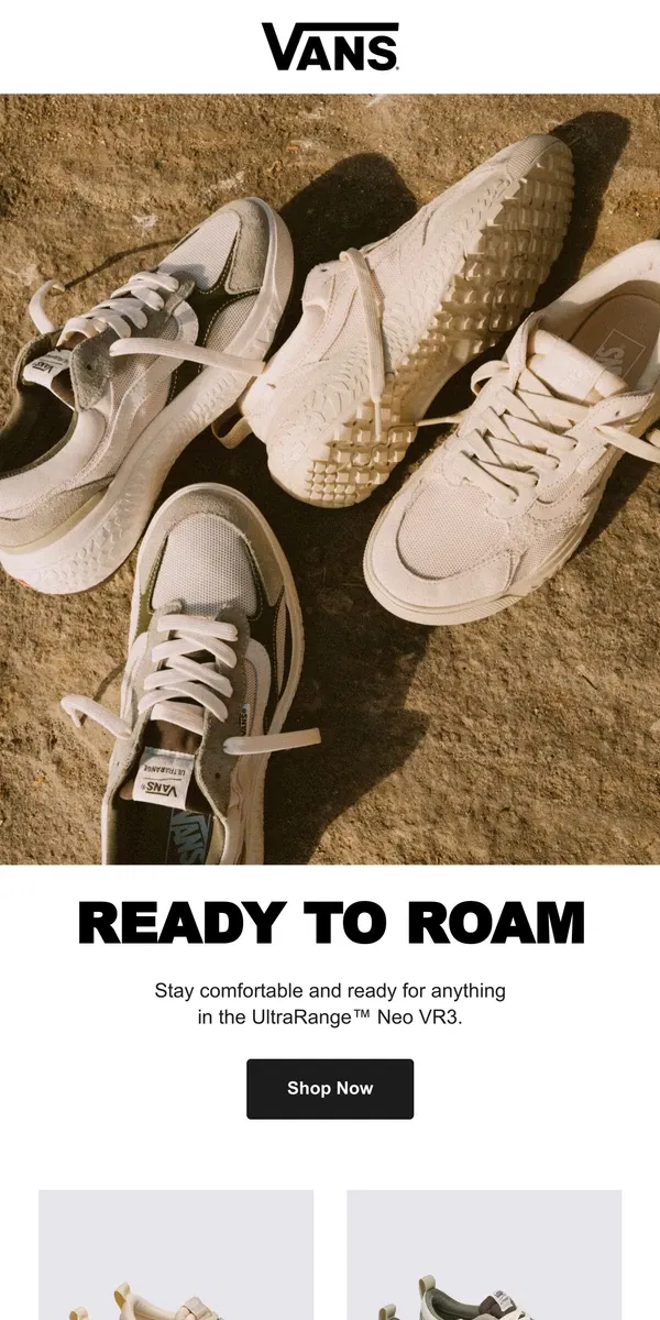 Email from Vans. ULTIMATE COMFORT, READY TO EXPLORE ♻️