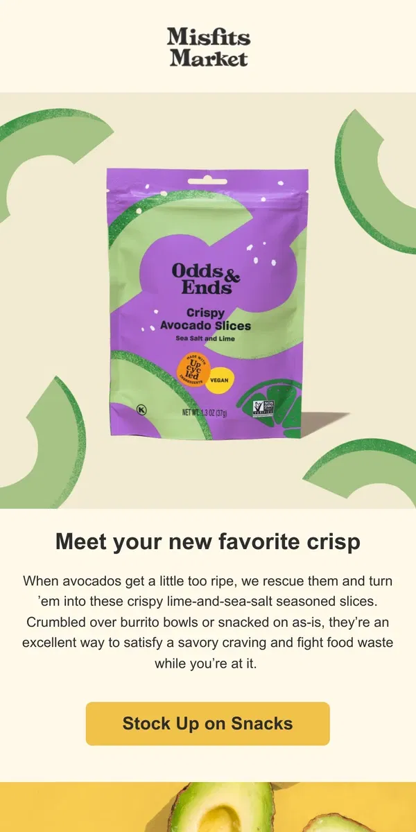 Email from Misfits Market. Bet you’ve never had a snack like this