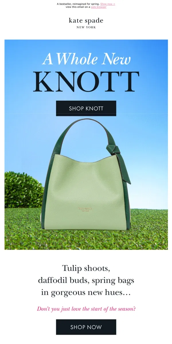 Email from Kate Spade. Knott just a pretty bag