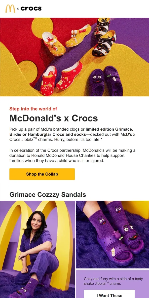 Email from McDonald's. NEW Limited Edition McD's x Crocs