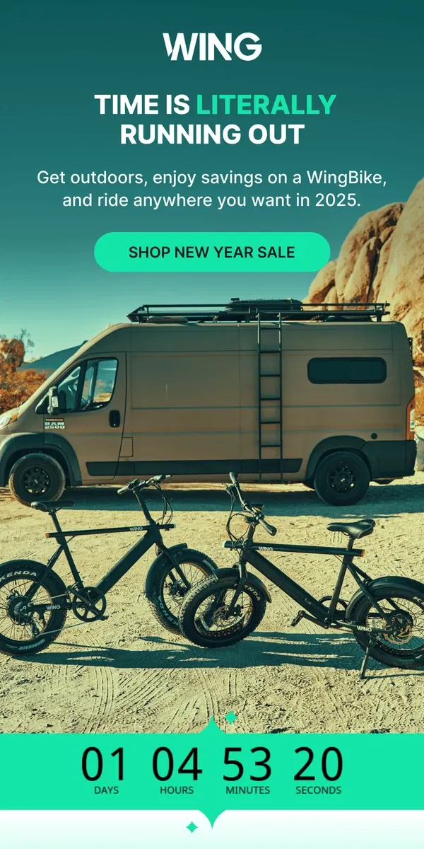 Email from Wing Bikes. Want to save up to $400 on a NEW e-bike?