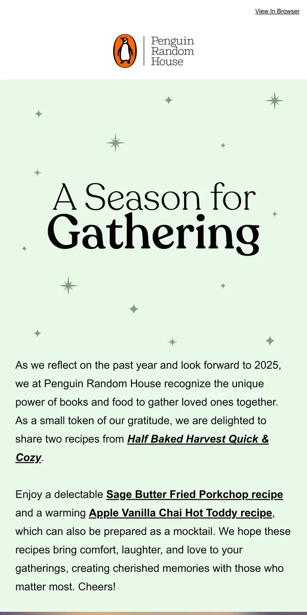 Email from Penguin Random House. Recipes To Enjoy With Your Loved Ones