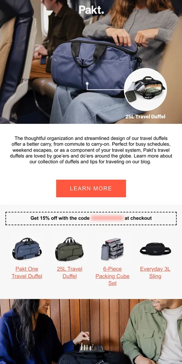 Email from Pakt. A more refined carry, now for less.