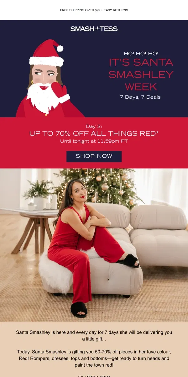 Email from Smash + Tess. Paint The Town Red For Up To 70% Less! 💃🏻