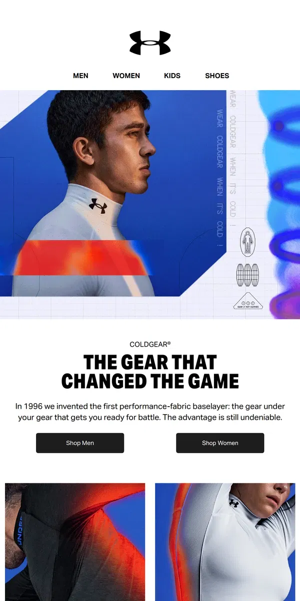 Email from Under Armour. The ultimate cold weather baselayer for Winter training