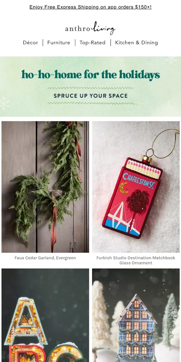 Email from Anthropologie. Deck your halls AND your walls...