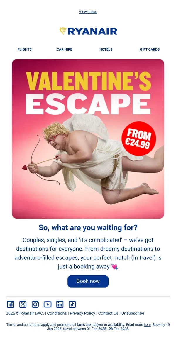 Email from Ryanair. Cupid’s calling📞