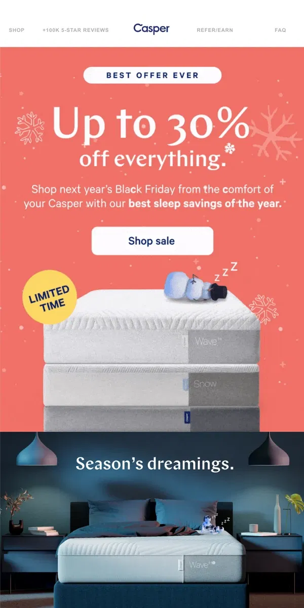 Email from Casper. Open for our coziest offer…ever.