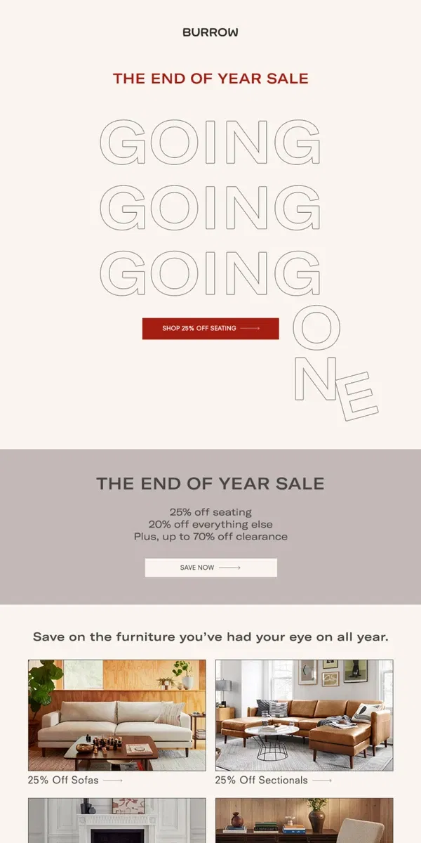 Email from Burrow. Final hours: The End of Year Sale