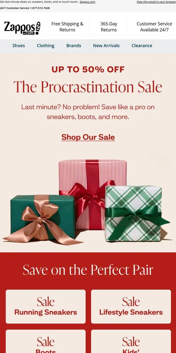 Email from Zappos. 🕰️ The Procrastination Sale 🕰️