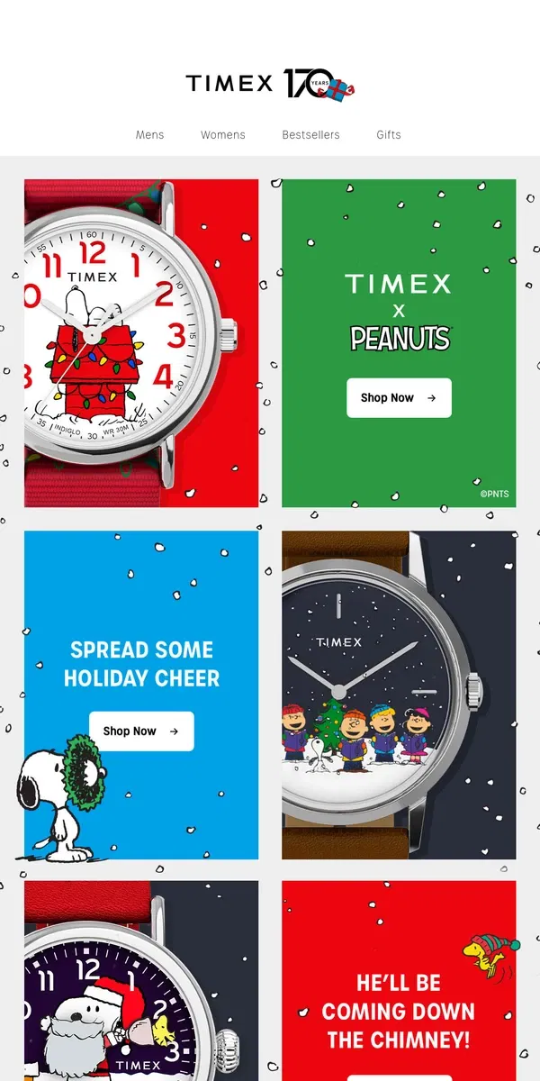 Email from Timex. Spread Holiday Cheer with the Peanuts Gang ❄️