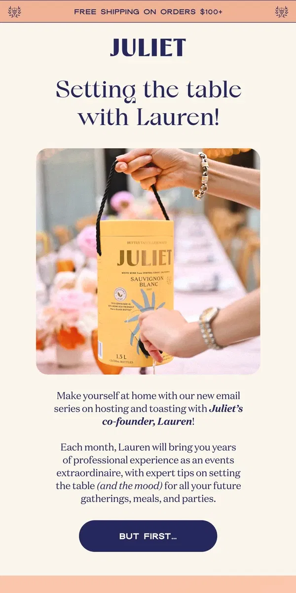 Email from JULIET. Spring into host mode 🥂