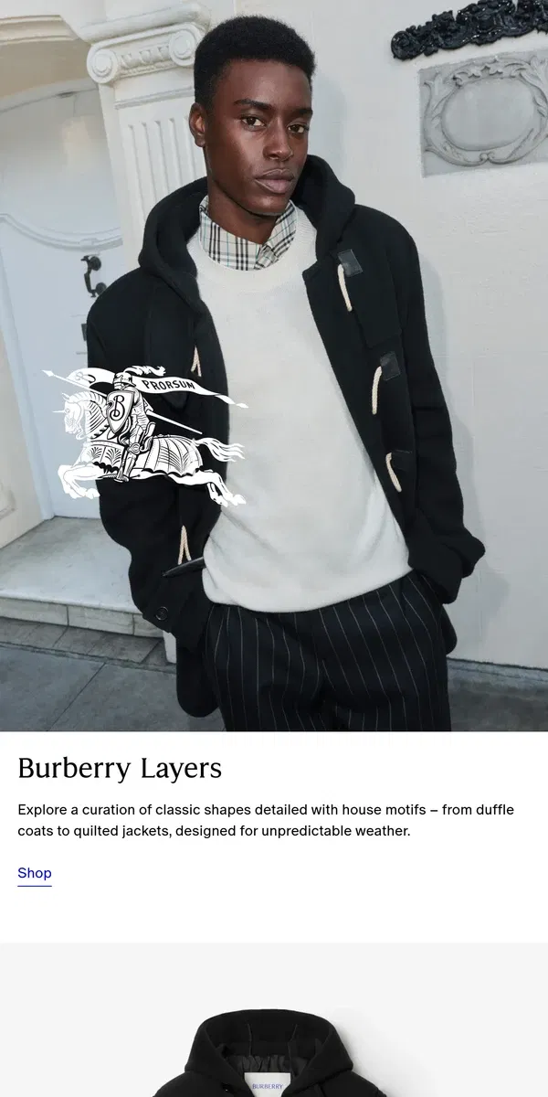 Email from Burberry. Coats designed for layering