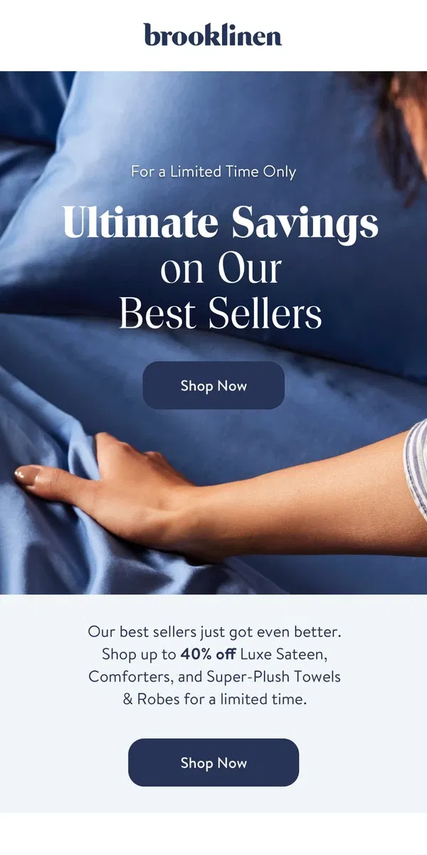 Email from Brooklinen. Our Best Sellers Are ON SALE