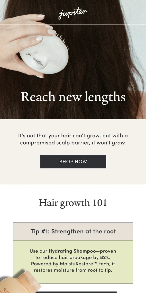 Email from Jupiter. “My hair won’t grow past a certain point”