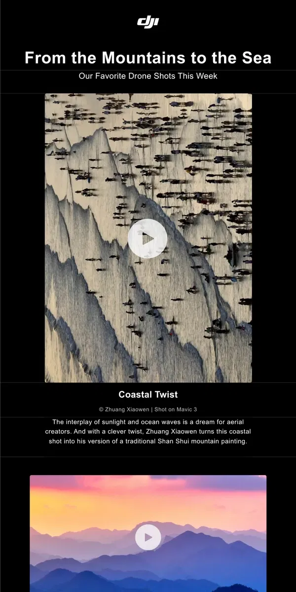 Email from DJI. Our Favorite Drone Shots This Week