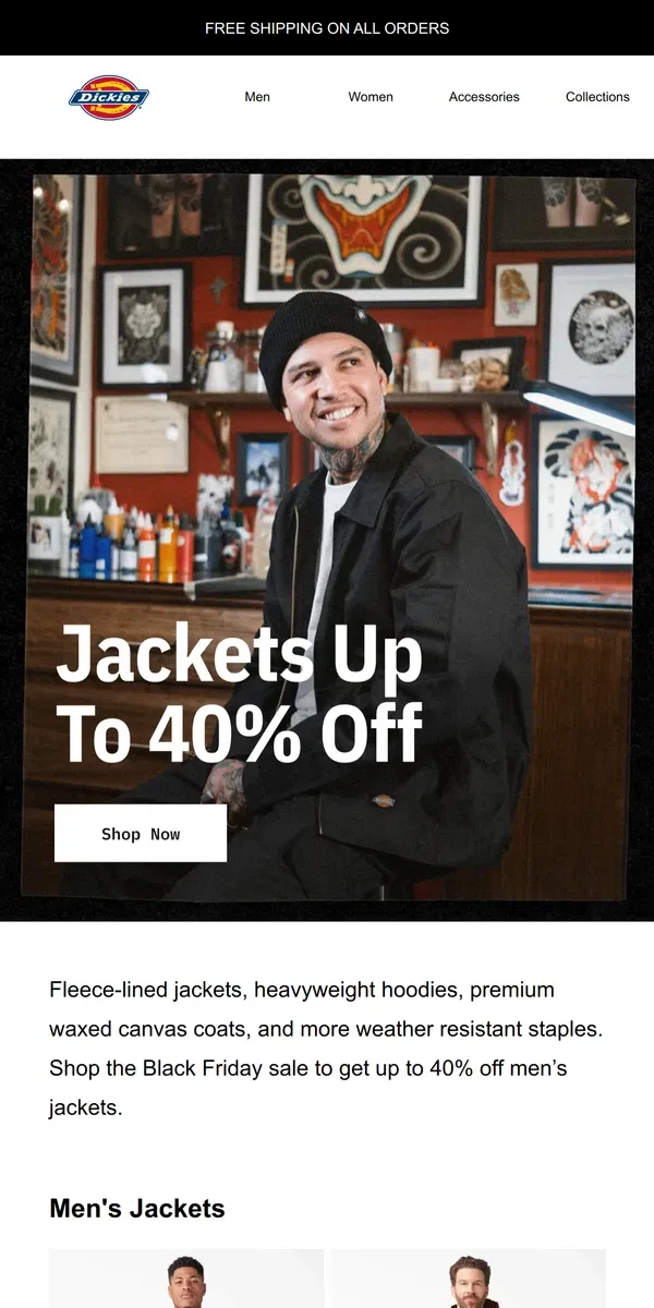 Email from Dickies. Men’s Jackets: Up to 40% Off