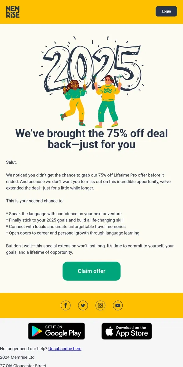 Email from Memrise. We made an exception… just for you