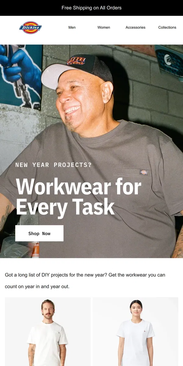 Email from Dickies. DIY Projects Start Here