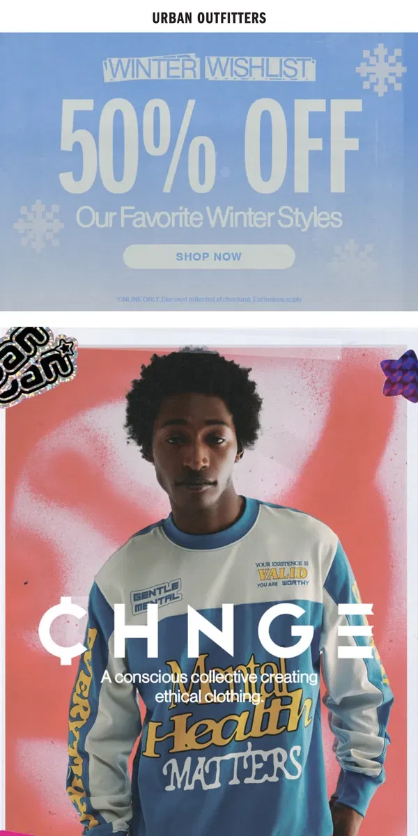 Email from Urban Outfitters. make a CHNGE