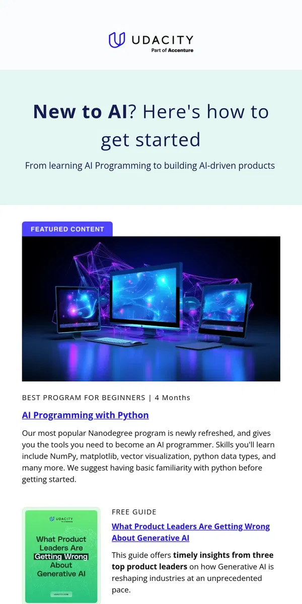 Email from Udacity. AI for everybody