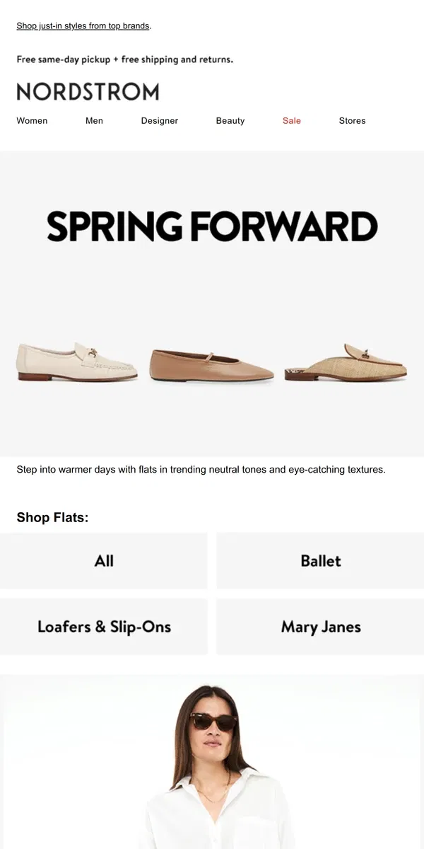 Email from Nordstrom. All-new flats for you