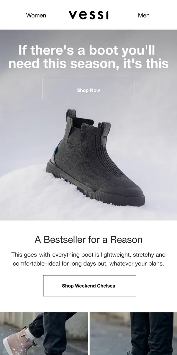 Email from Vessi. This is no ordinary boot. It's smarter.