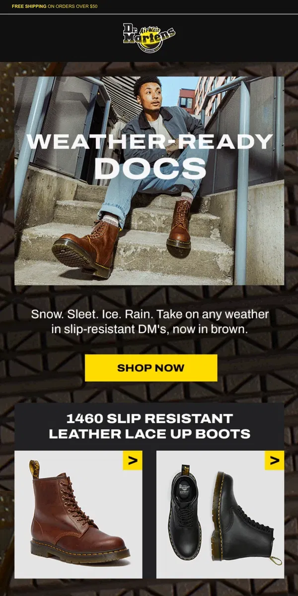 Email from Dr. Martens. Slip-resistant Docs